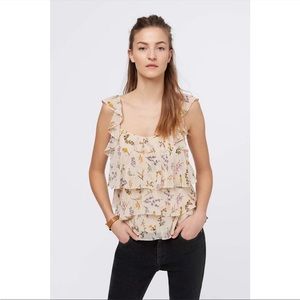 Rebecca Minkoff Alexis Ruffle Tank- pink floral- L